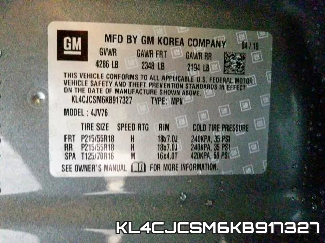 KL4CJCSM6KB917327 фото 2