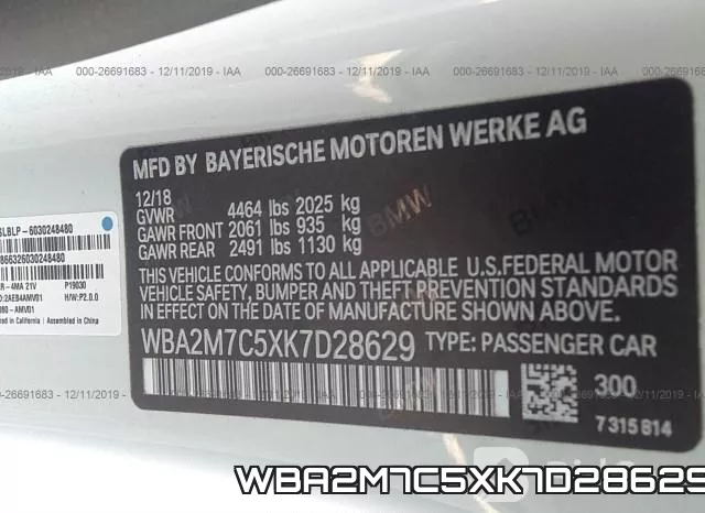 WBA2M7C5XK7D28629 фото 6