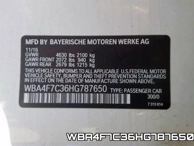 WBA4F7C36HG787650 фото 2