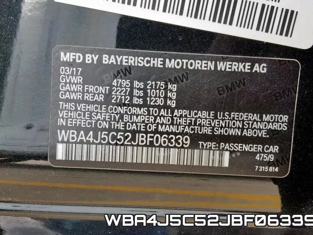 WBA4J5C52JBF06339 фото 2
