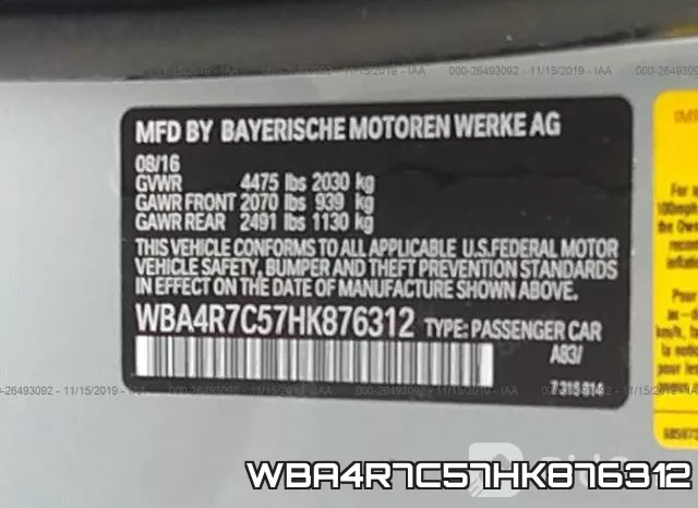 WBA4R7C57HK876312 фото 9