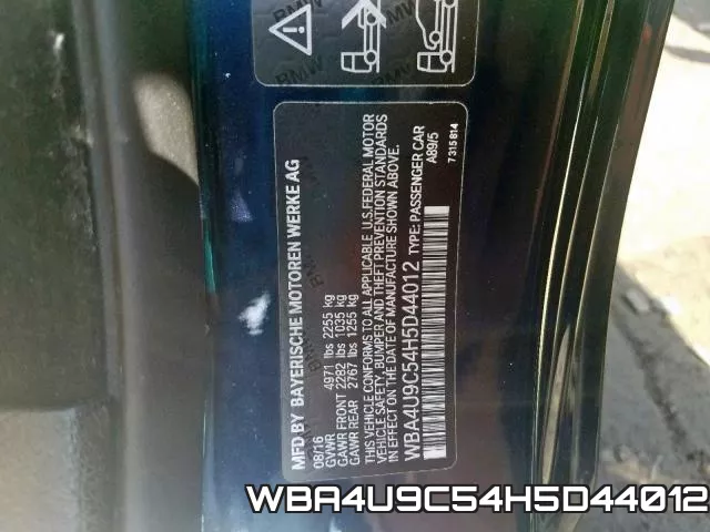 WBA4U9C54H5D44012 фото 2