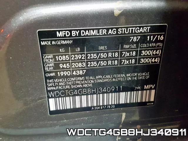 WDCTG4GB8HJ340911 фото 2