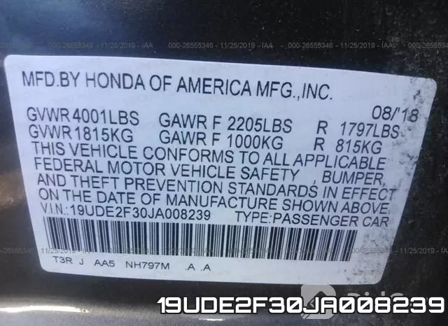 19UDE2F30JA008239 фото 8