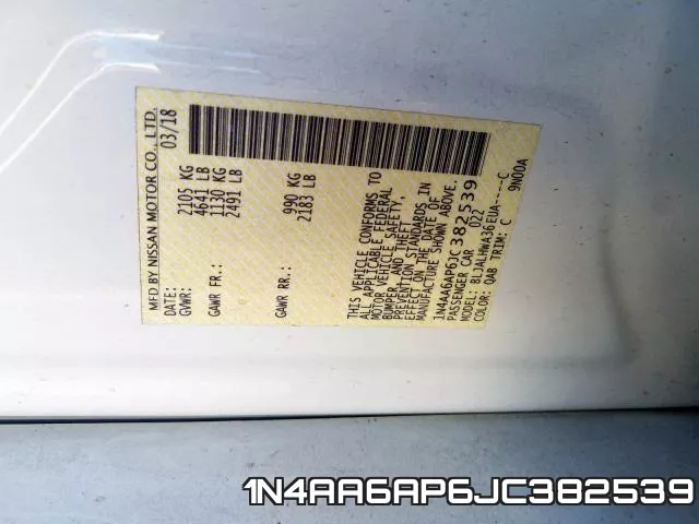 1N4AA6AP6JC382539 фото 2