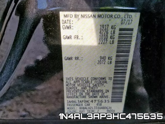1N4AL3AP3HC475635 фото 2