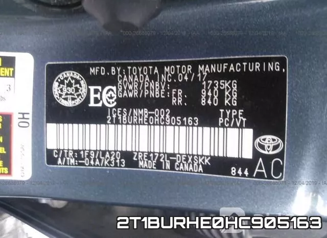 2T1BURHE0HC905163 фото 9