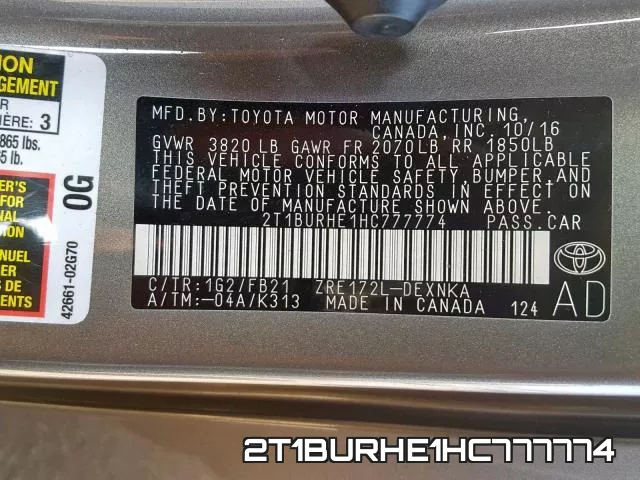 2T1BURHE1HC777774 фото 2
