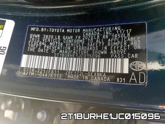 2T1BURHE1JC015096 фото 2