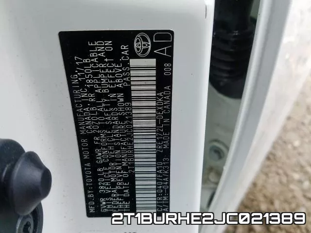2T1BURHE2JC021389 фото 2