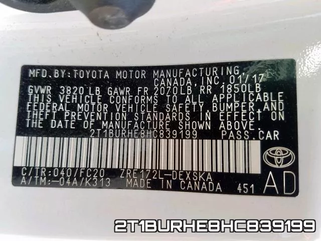 2T1BURHE8HC839199 фото 2