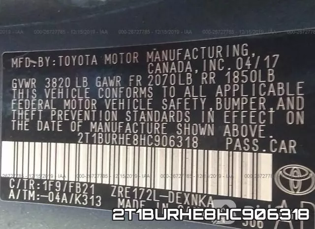 2T1BURHE8HC906318 фото 9