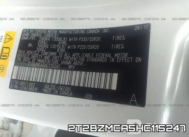 2T2BZMCA5HC115247 фото 9