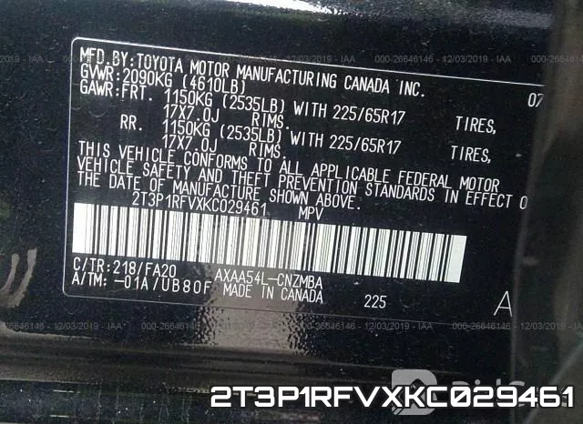 2T3P1RFVXKC029461 фото 10