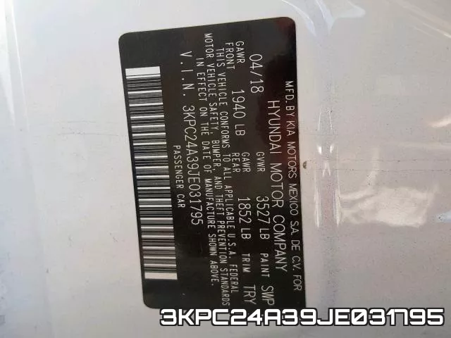 3KPC24A39JE031795 фото 2