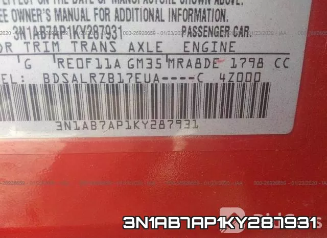 3N1AB7AP1KY287931 фото 8