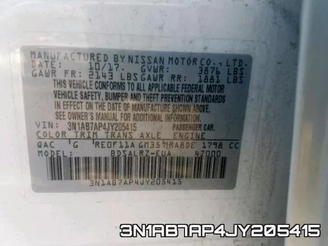 3N1AB7AP4JY205415 фото 2