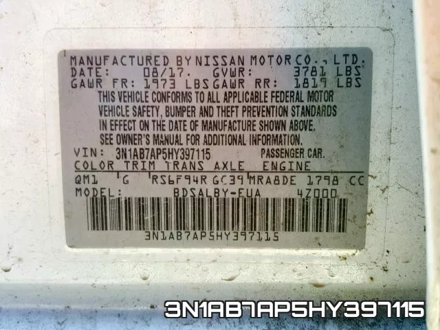 3N1AB7AP5HY397115 фото 2
