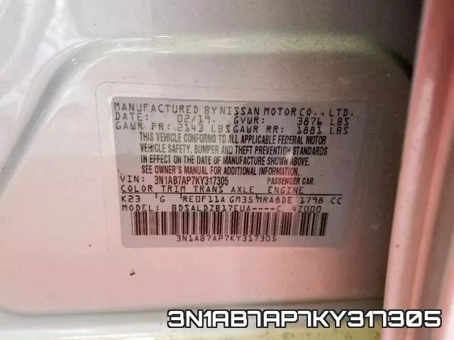 3N1AB7AP7KY317305 фото 2
