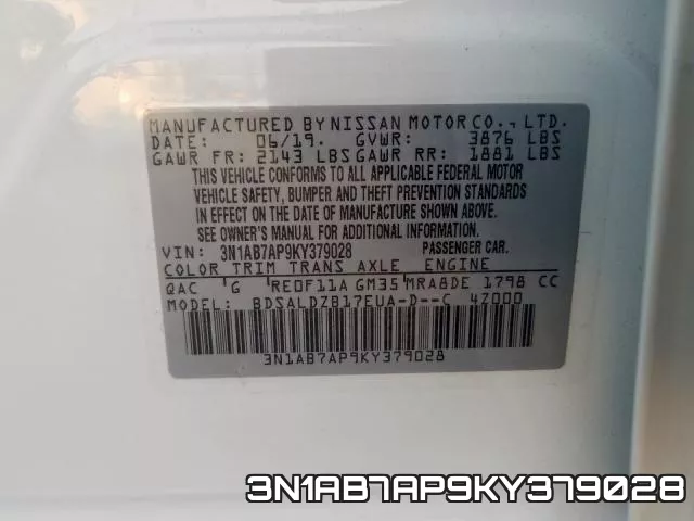3N1AB7AP9KY379028 фото 2