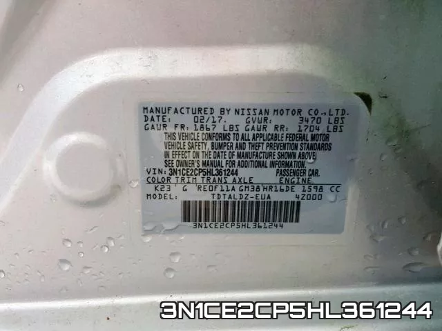 3N1CE2CP5HL361244 фото 2
