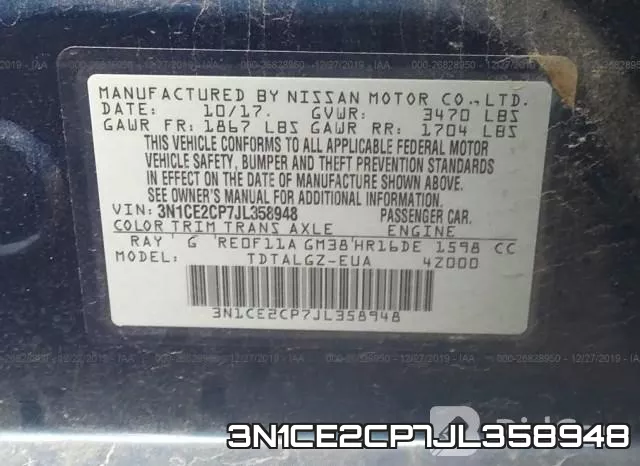 3N1CE2CP7JL358948 фото 7