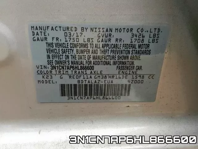 3N1CN7AP6HL866600 фото 2