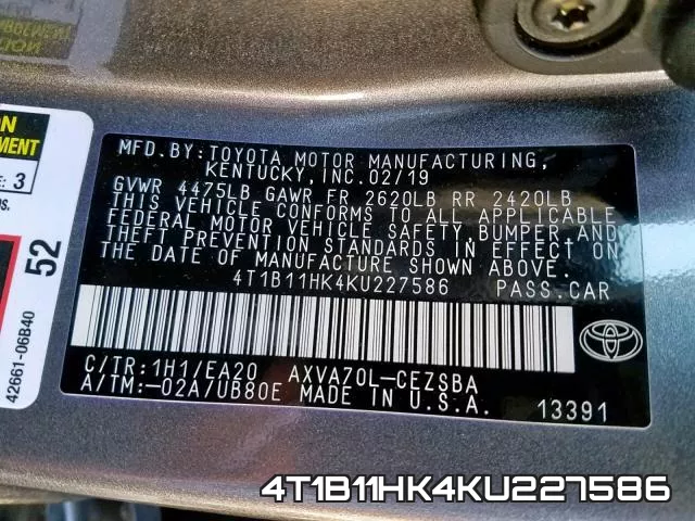 4T1B11HK4KU227586 фото 2