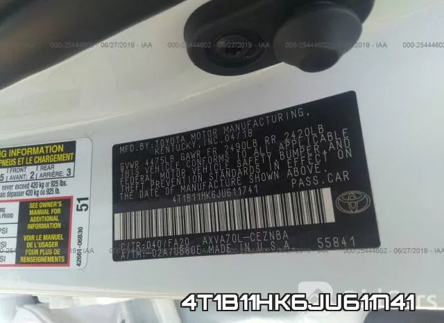 4T1B11HK6JU611741 фото 10