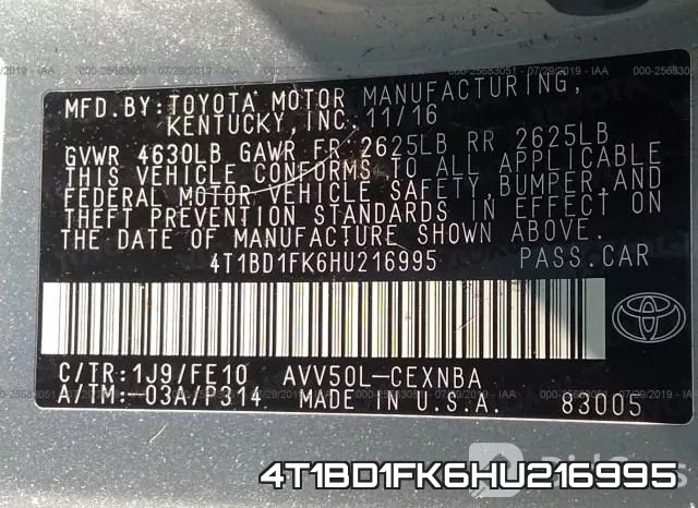 4T1BD1FK6HU216995 фото 9