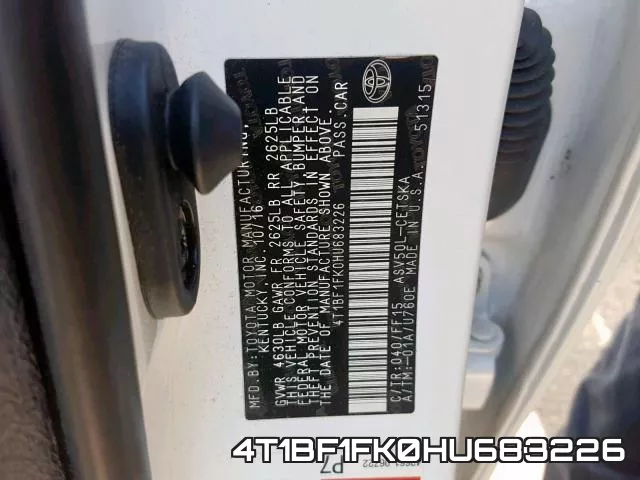 4T1BF1FK0HU683226 фото 2