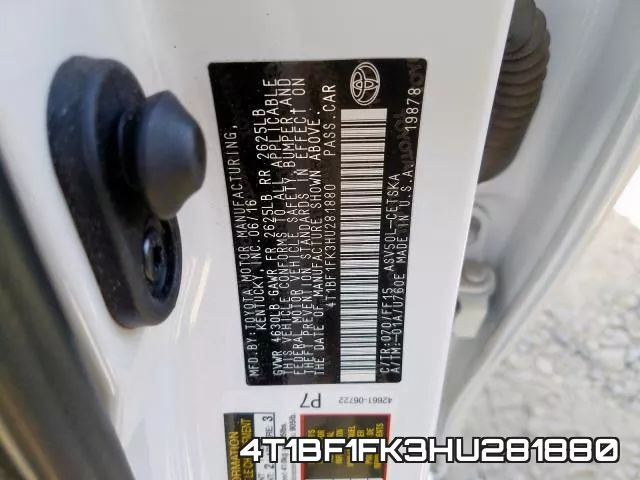 4T1BF1FK3HU281880 фото 2