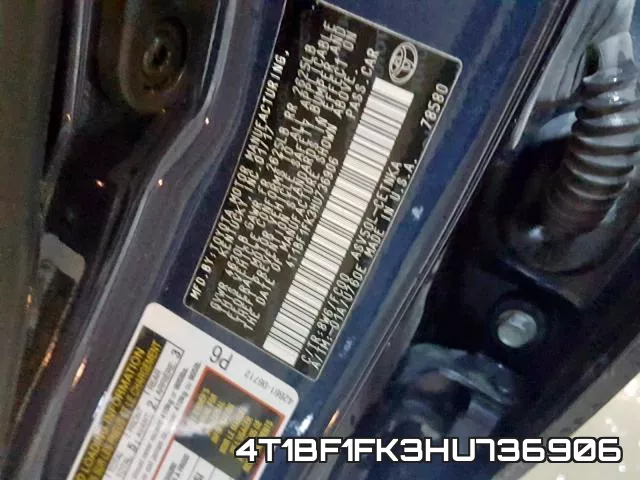 4T1BF1FK3HU736906 фото 2