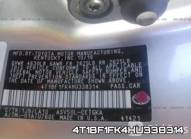 4T1BF1FK4HU338314 фото 10