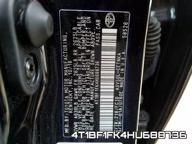 4T1BF1FK4HU688736 фото 2