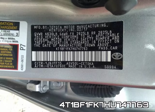 4T1BF1FK7HU747763 фото 8