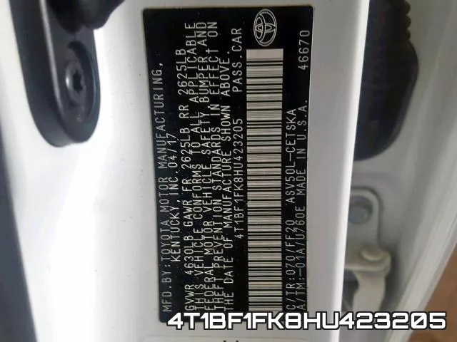 4T1BF1FK8HU423205 фото 2