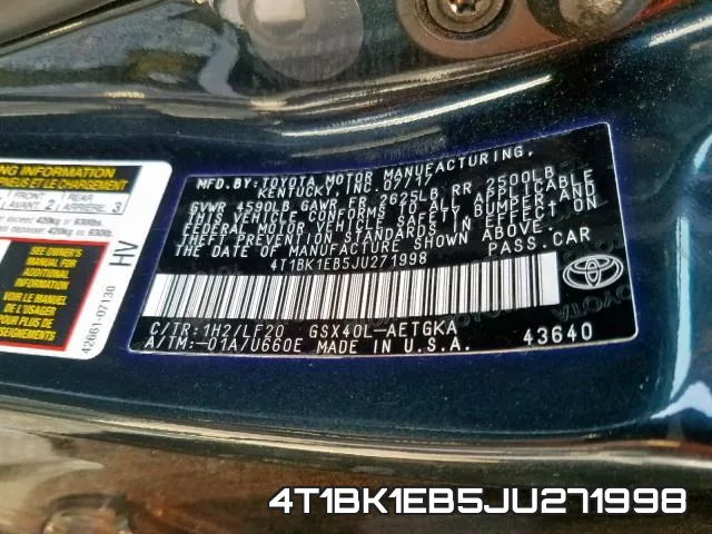 4T1BK1EB5JU271998 фото 2