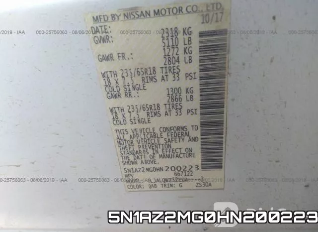 5N1AZ2MG0HN200223 фото 9