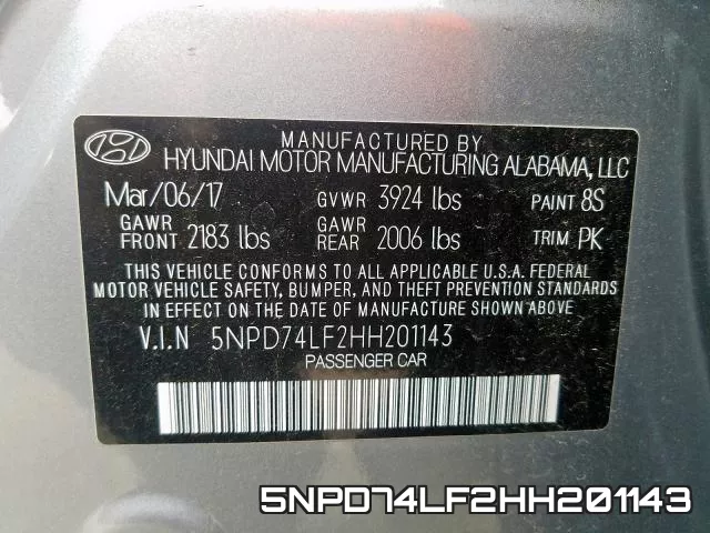 5NPD74LF2HH201143 фото 2