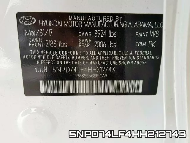 5NPD74LF4HH212743 фото 2