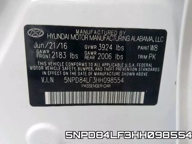 5NPD84LF3HH098554 фото 2