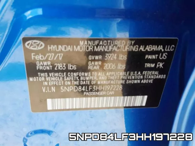 5NPD84LF3HH197228 фото 2