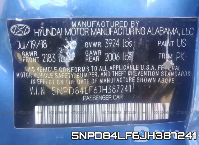 5NPD84LF6JH387241 фото 7