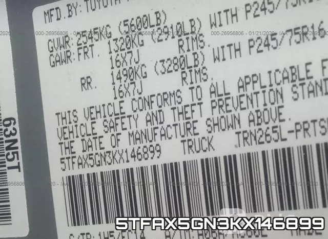 5TFAX5GN3KX146899 фото 9