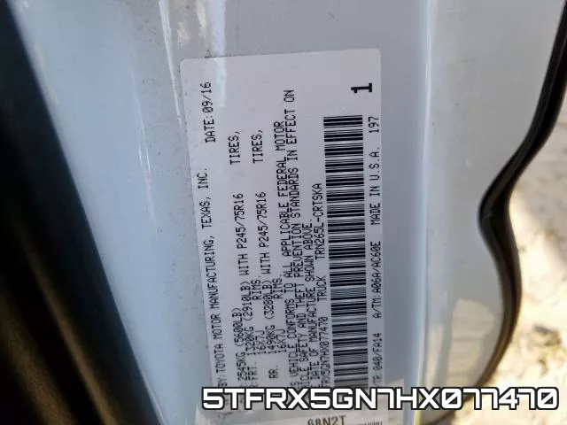 5TFRX5GN7HX077470 фото 2