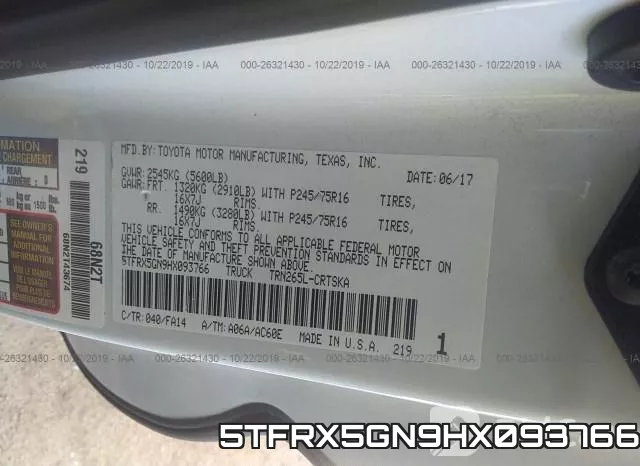 5TFRX5GN9HX093766 фото 7