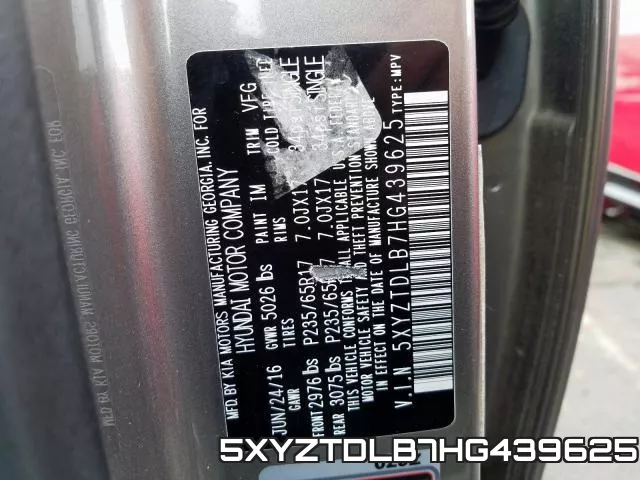 5XYZTDLB7HG439625 фото 2