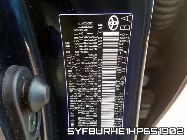 5YFBURHE1HP651902 фото 2