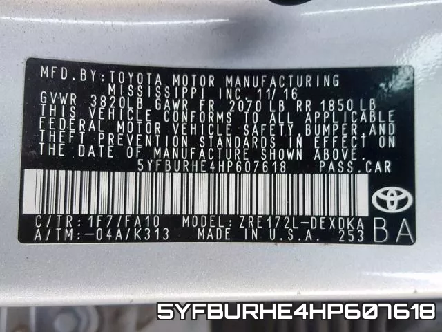 5YFBURHE4HP607618 фото 2